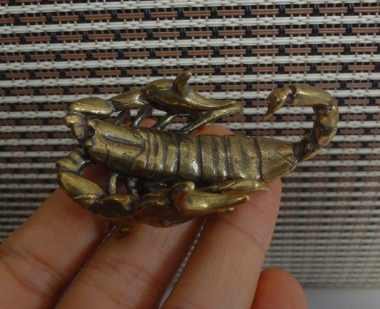 Solid Brass Copper Scorpion Figurine Statue Pen Rest Stand for Home Decor