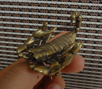 Solid Brass Copper Scorpion Figurine Statue Pen Rest Stand for Home Decor