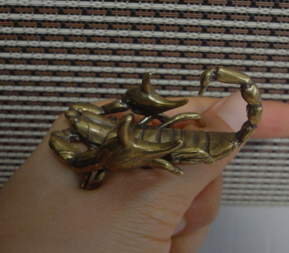 Solid Brass Copper Scorpion Figurine Statue Pen Rest Stand for Home Decor