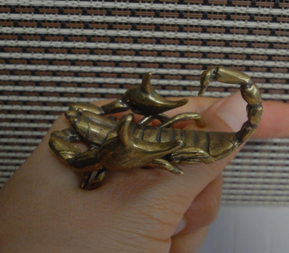 Solid Brass Copper Scorpion Figurine Statue Pen Rest Stand for Home Decor