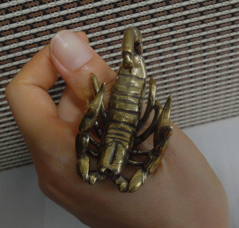 Solid Brass Copper Scorpion Figurine Statue Pen Rest Stand for Home Decor