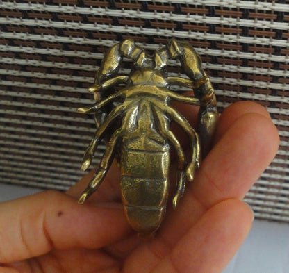 Solid Brass Copper Scorpion Figurine Statue Pen Rest Stand for Home Decor