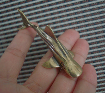 Solid Brass Small Shark Fish Figurine Vintage Style Statue for Garden Decor