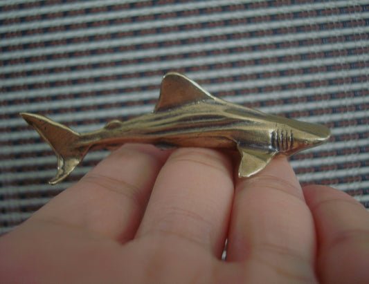Solid Brass Small Shark Fish Figurine Vintage Style Statue for Garden Decor