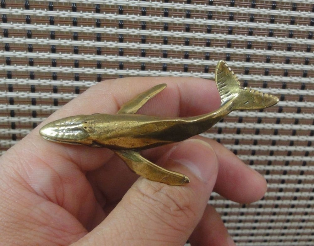 Solid Brass Whale Statue Sea Animal Figurine for Home Garden Decor