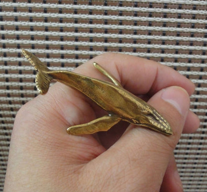 Solid Brass Whale Statue Sea Animal Figurine for Home Garden Decor