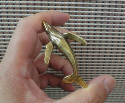 Solid Brass Whale Statue Sea Animal Figurine for Home Garden Decor