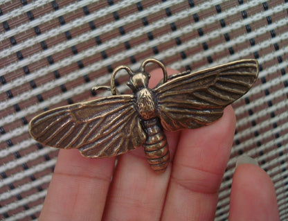 Solid Brass Dragonfly Sculpture Vintage Style Statue for Garden Home Decor