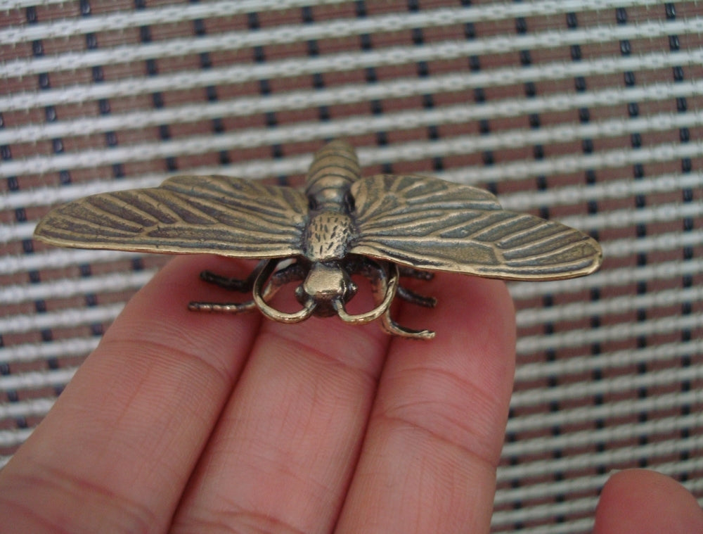 Solid Brass Dragonfly Sculpture Vintage Style Statue for Garden Home Decor