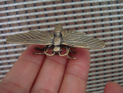 Solid Brass Dragonfly Sculpture Vintage Style Statue for Garden Home Decor