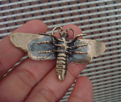 Solid Brass Dragonfly Sculpture Vintage Style Statue for Garden Home Decor