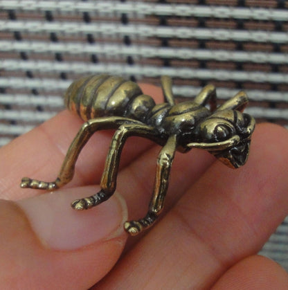 Solid Brass Ant Statue Vintage Style Sculpture for Garden Desk Decor