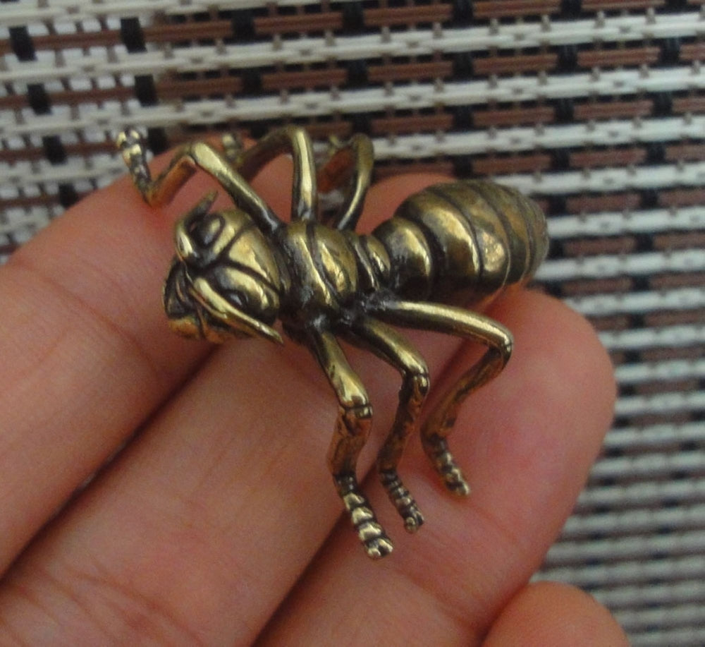 Solid Brass Ant Statue Vintage Style Sculpture for Garden Desk Decor