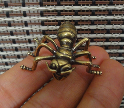 Solid Brass Ant Statue Vintage Style Sculpture for Garden Desk Decor