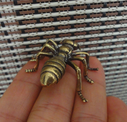 Solid Brass Ant Statue Vintage Style Sculpture for Garden Desk Decor