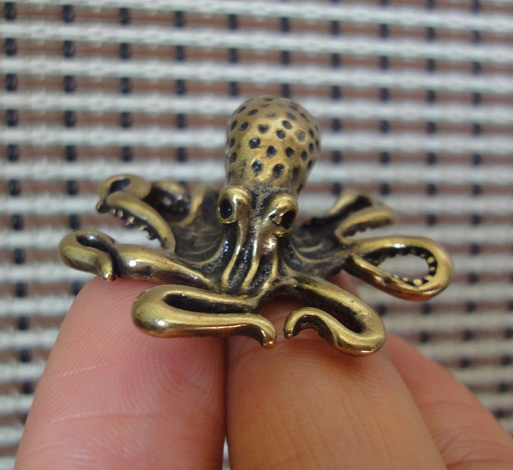 Solid Brass Octopus Figurine Retro Style Sea Animal Home Ornament Statue