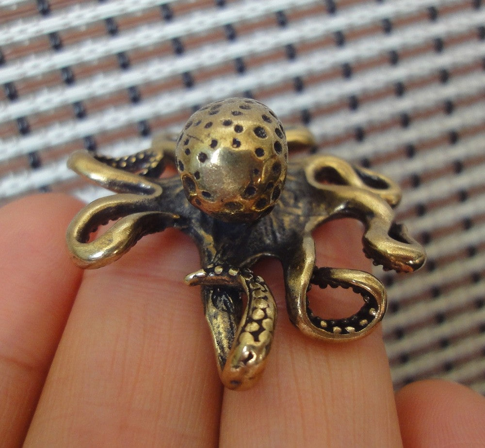 Solid Brass Octopus Figurine Retro Style Sea Animal Home Ornament Statue