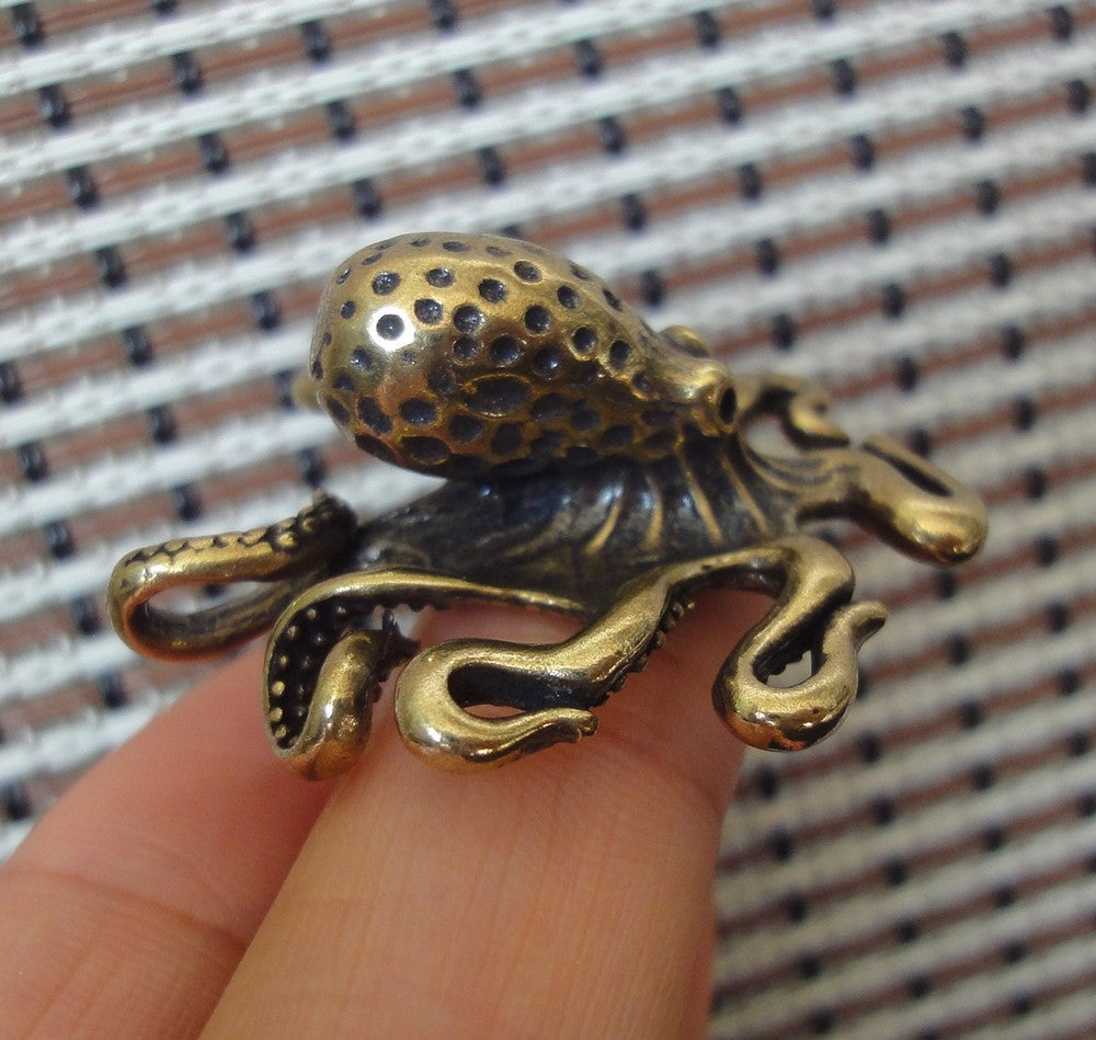Solid Brass Octopus Figurine Retro Style Sea Animal Home Ornament Statue