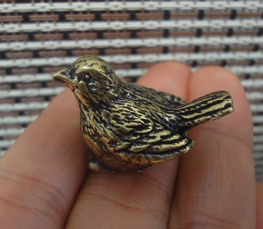 Vintage Style Solid Brass Copper Little Sparrow Bird Statue for Home Garden Decor