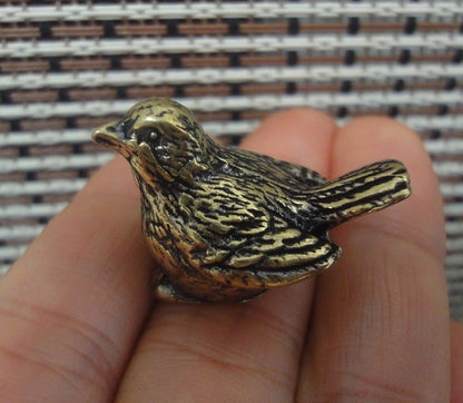 Vintage Style Solid Brass Copper Little Sparrow Bird Statue for Home Garden Decor