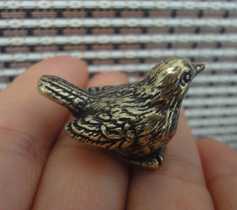 Vintage Style Solid Brass Copper Little Sparrow Bird Statue for Home Garden Decor
