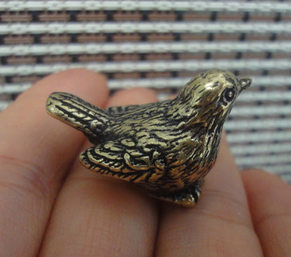 Vintage Style Solid Brass Copper Little Sparrow Bird Statue for Home Garden Decor