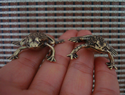 Pair of Solid Brass Frogs Statues Figurines for Home Garden Decor