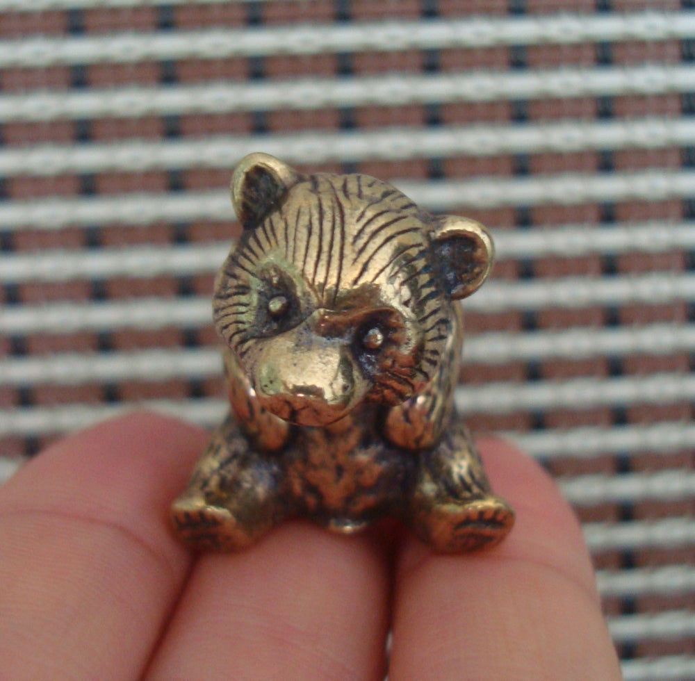 Vintage Style Brass Bear Cub Figurine: Home Decor Statue