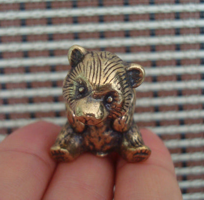 Vintage Style Brass Bear Cub Figurine: Home Decor Statue
