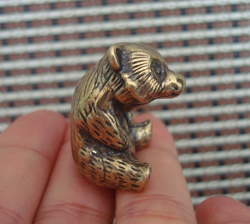 Vintage Style Brass Bear Cub Figurine: Home Decor Statue