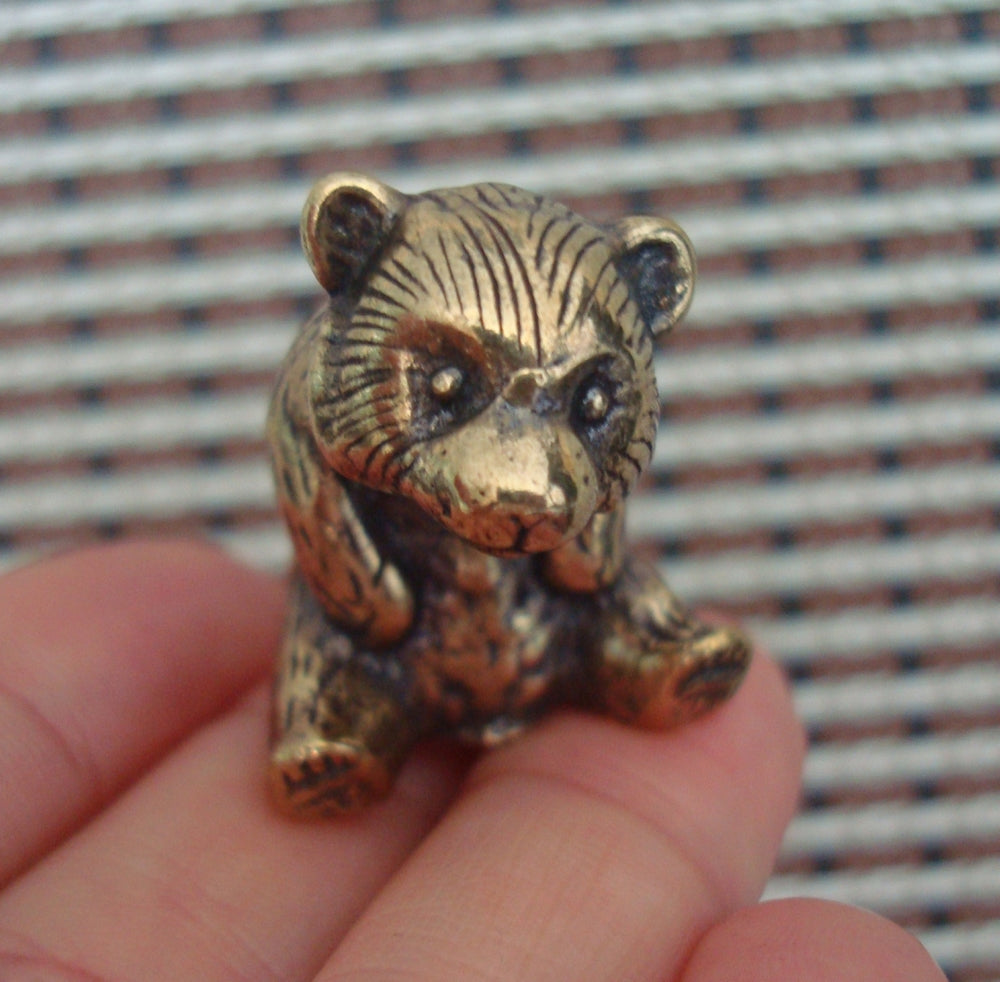 Vintage Style Brass Bear Cub Figurine: Home Decor Statue