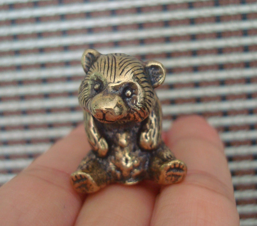 Vintage Style Brass Bear Cub Figurine: Home Decor Statue