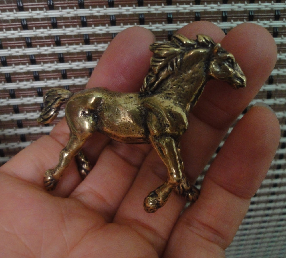 Solid Brass Copper Strong Horse Figurine Vintage Style Statue for Home Decor