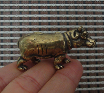 Solid Brass Copper Hippo Figurine Statue Animal Sculpture Birthday Gifts