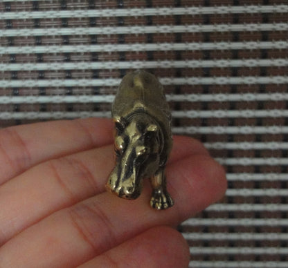 Solid Brass Copper Hippo Figurine Statue Animal Sculpture Birthday Gifts