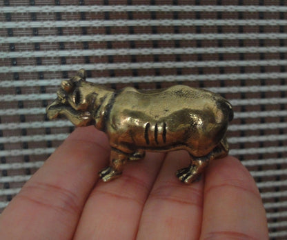 Solid Brass Copper Hippo Figurine Statue Animal Sculpture Birthday Gifts