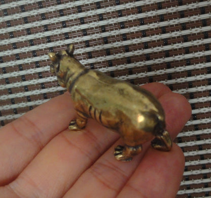 Solid Brass Copper Hippo Figurine Statue Animal Sculpture Birthday Gifts