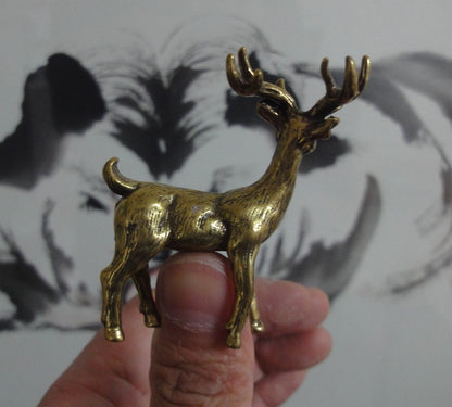 Vintage Style Solid Brass Deer Statue: Home Decor Sculpture
