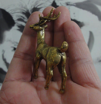 Vintage Style Solid Brass Deer Statue: Home Decor Sculpture