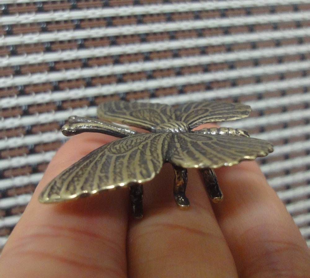 Vintage Style Mini Brass Butterfly Figurine Garden Decor