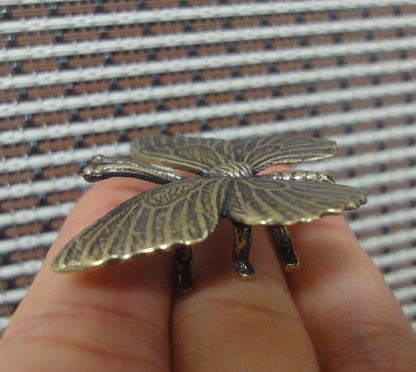 Vintage Style Mini Brass Butterfly Figurine Garden Decor