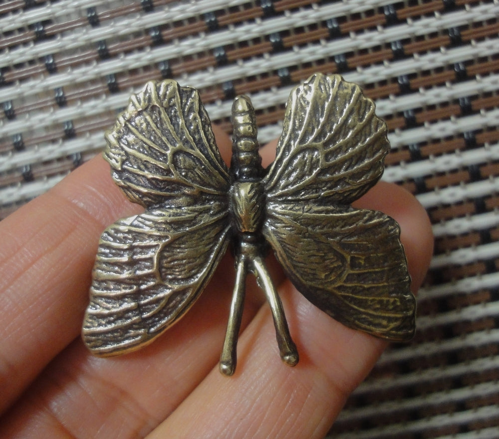 Vintage Style Mini Brass Butterfly Figurine Garden Decor