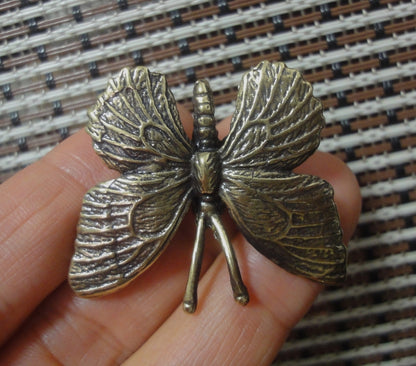 Vintage Style Mini Brass Butterfly Figurine Garden Decor