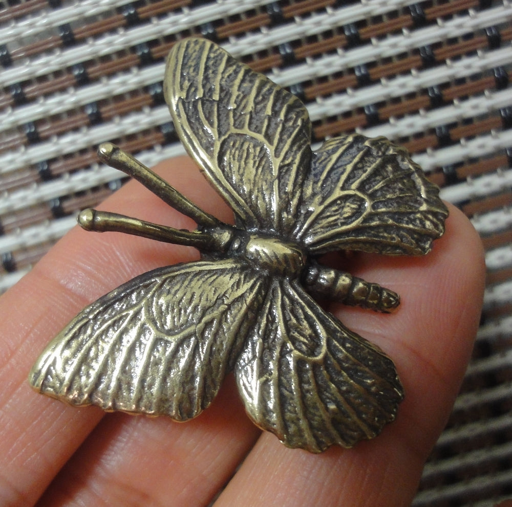 Vintage Style Mini Brass Butterfly Figurine Garden Decor