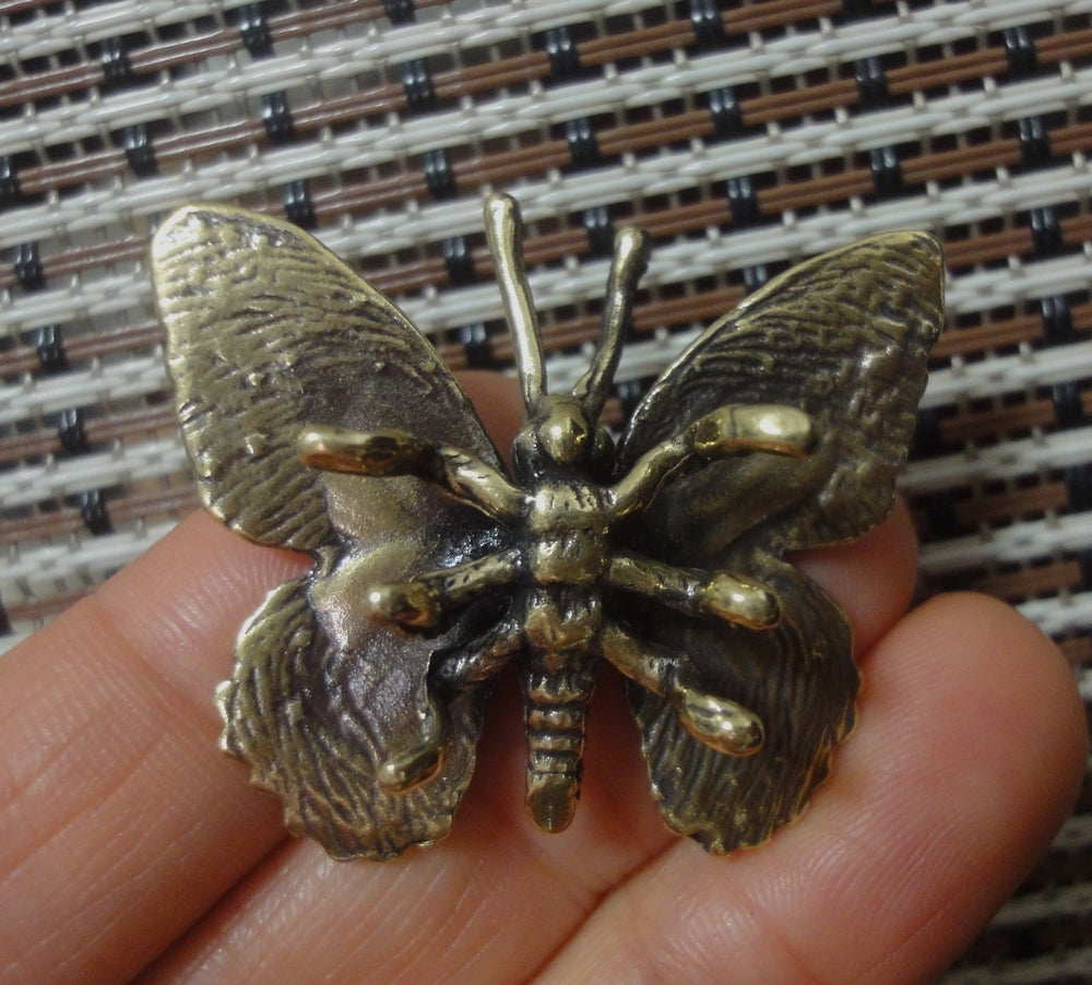 Vintage Style Mini Brass Butterfly Figurine Garden Decor