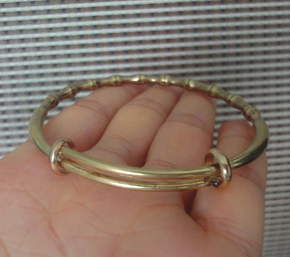 Vintage Style Large Solid Brass Bamboo Knots Women Bangle Bracelet-60MM