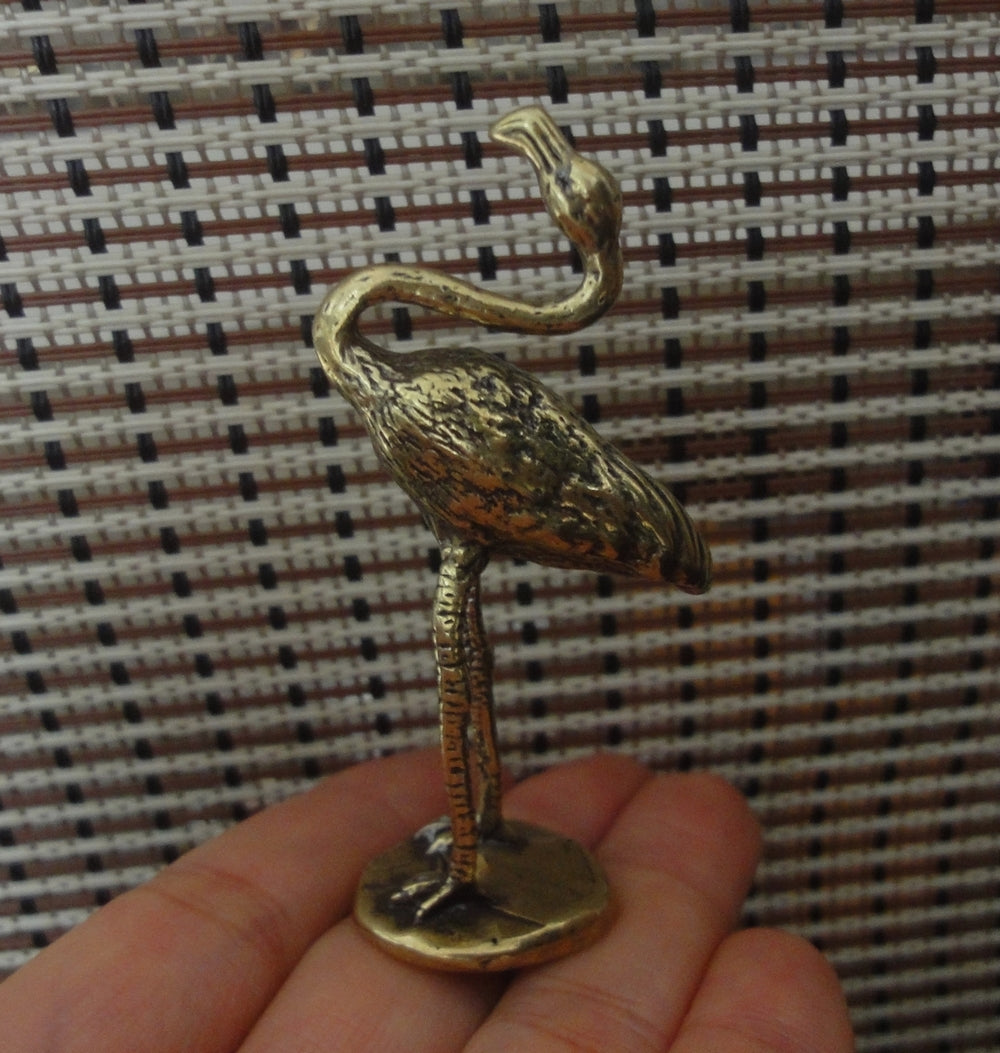 Vintage Style Solid Brass Copper Flamingo Bird Statue for Home Decor