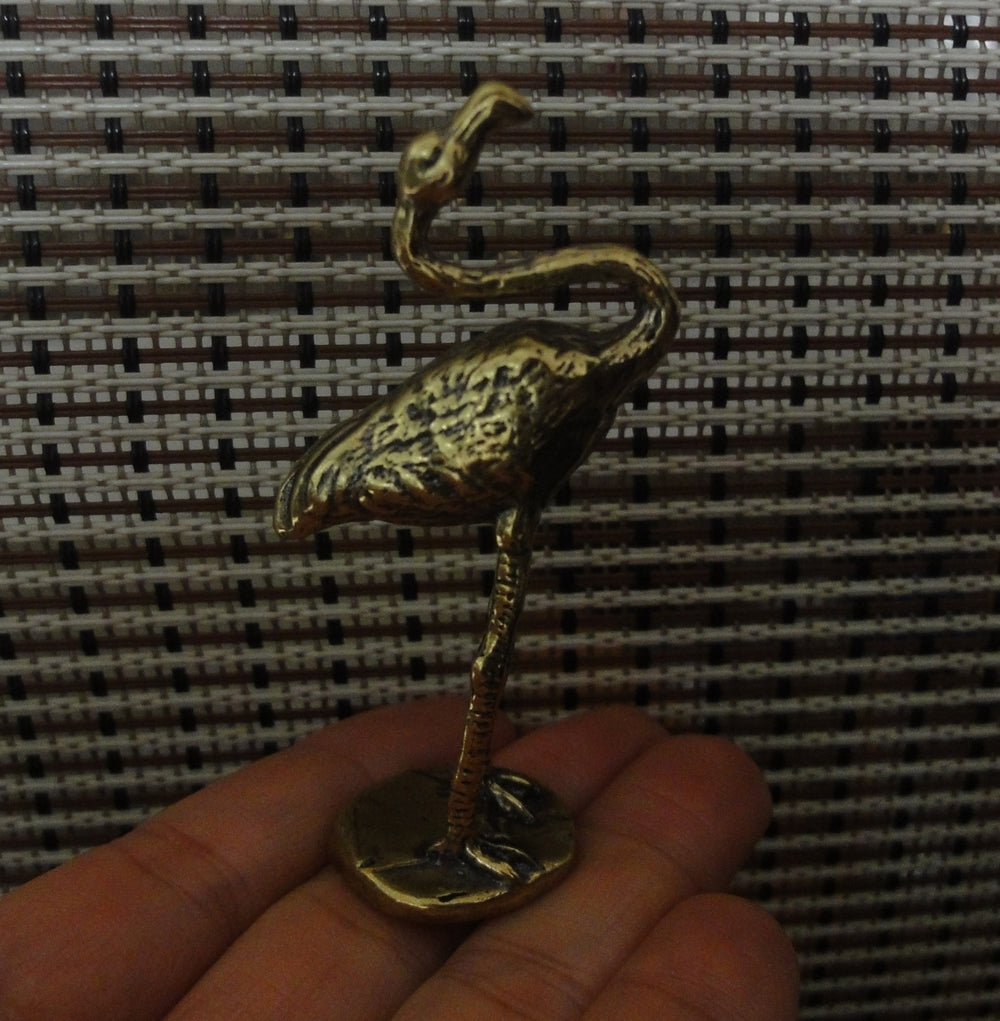 Vintage Style Solid Brass Copper Flamingo Bird Statue for Home Decor