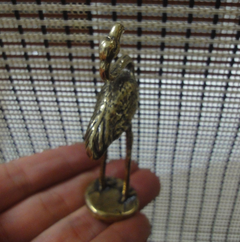 Vintage Style Solid Brass Copper Flamingo Bird Statue for Home Decor