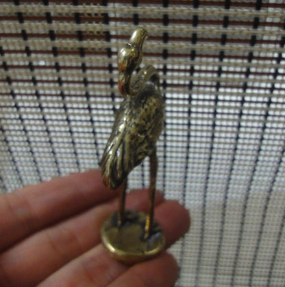 Vintage Style Solid Brass Copper Flamingo Bird Statue for Home Decor